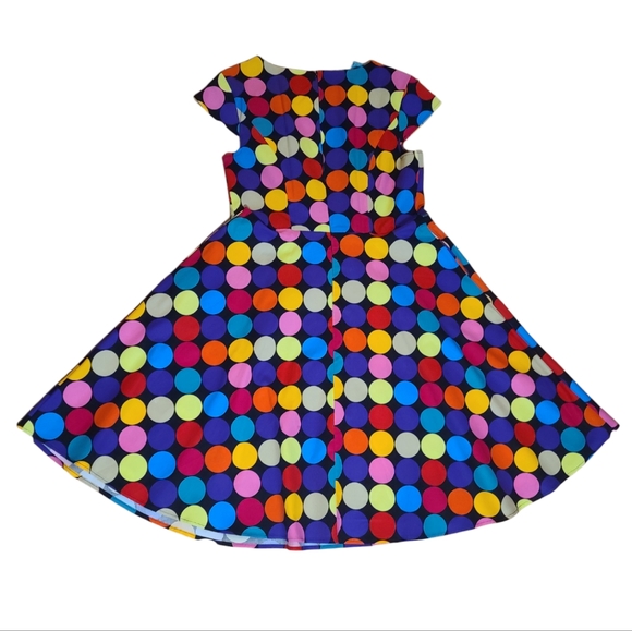 New Women's Retro Polka Dot Vintage Swing Dress With Belt & Pockets, Size L - Picture 4 of 8